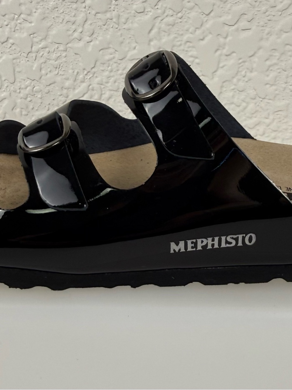 Mephisto Nolene Black Patent Leather Triple Strap Slide Sandals| NWT |EU 36 US 6 - Picture 9 of 10